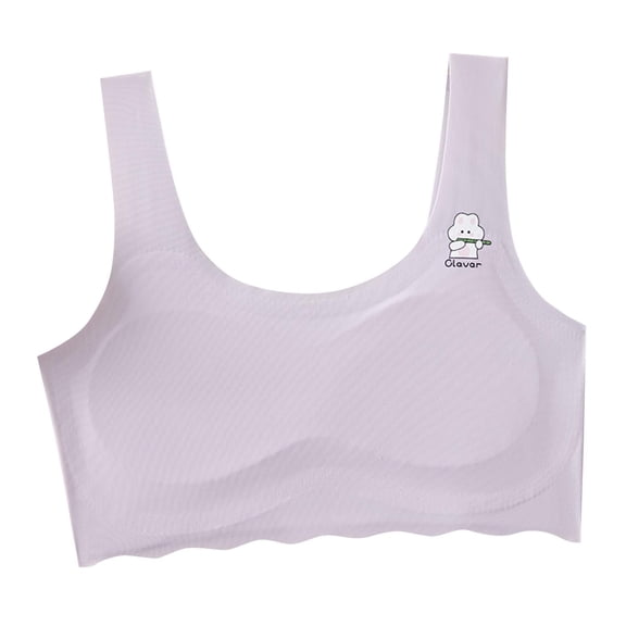 Babcutegg Bras for Kid Girls Wireless Molded Padded Soft Cup Seamless Pull-on Design Girls Underwear Purple Size 9