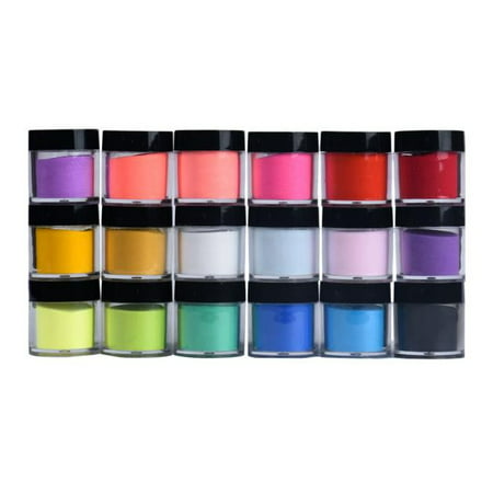 18 Colors Acrylic Nail Art Tips UV Gel Powder Dust Design Decoration 3D