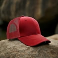 thumbnail image 3 of Falari Trucker Hat 2-Piece Set, 6 Panel, Cotton Mesh, Adjustable Size Baseball Cap - Burgundy & Burgundy, 3 of 7