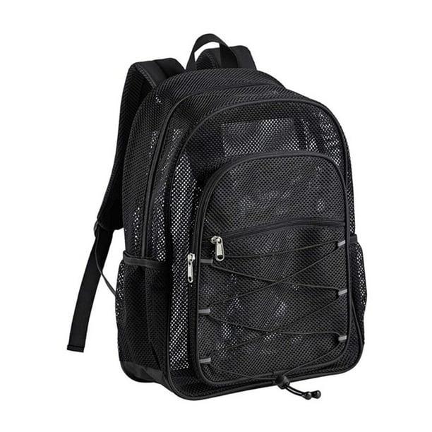 nipocaio heavy duty mesh backpack see through college backpack translucent mesh school bag with elastic and comfort padded shoulder straps for commuting swimming beach outdoor sports black Walmart