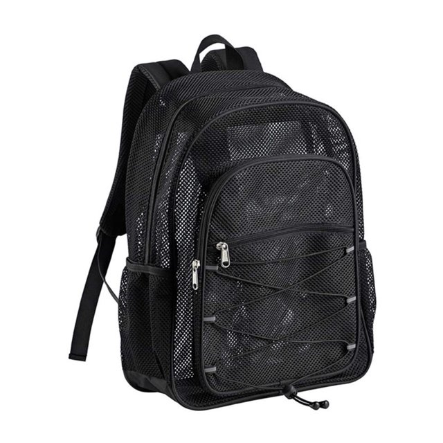 Mochila de malla resistente, mochila universitaria transparente, mochila escolar de malla translúcida con cómodas correas elásticas acolchadas, para viajar, nadar, playa, deportes al aire libre, negr TUNC Sencillez