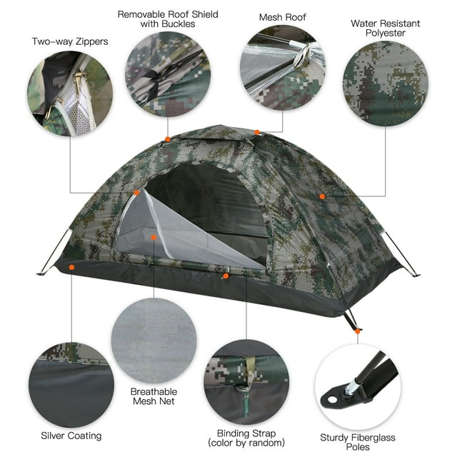 Jardín Ultralight Camping Tent de Una Sola Capa Carpa Portátil Anti-UV Recubrimiento UPF 30+ para PESCA EN LA PLAYA AL AIRE LIBRE