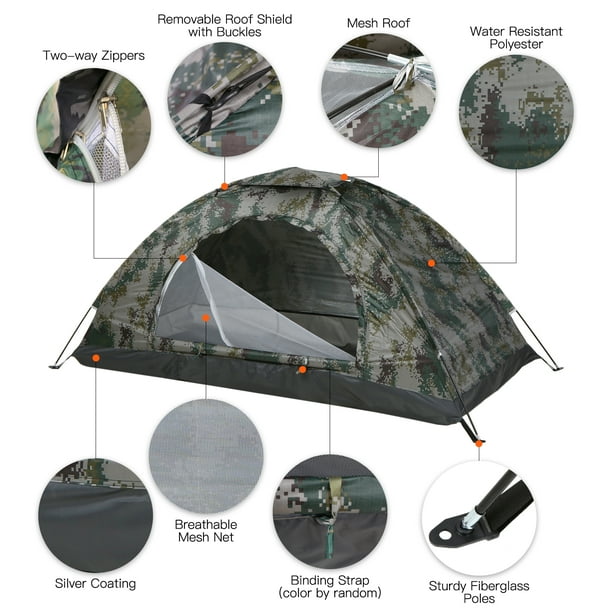 Jardín Ultralight Camping Tent de Una Sola Capa Carpa Portátil Anti-UV Recubrimiento UPF 30+ para PESCA EN LA PLAYA AL AIRE LIBRE