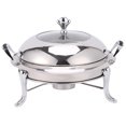 thumbnail image 1 of Plateau Rond Anti-Frottement en Acier Inoxydable pour Buffet avec Couvercle, Porte-Carburant, Matériau en Métal, Capacité de 3 L, Chauffage Uniforme, Durable, pour Cuisine, Fête, Traiteur, Événements, 1 of 3