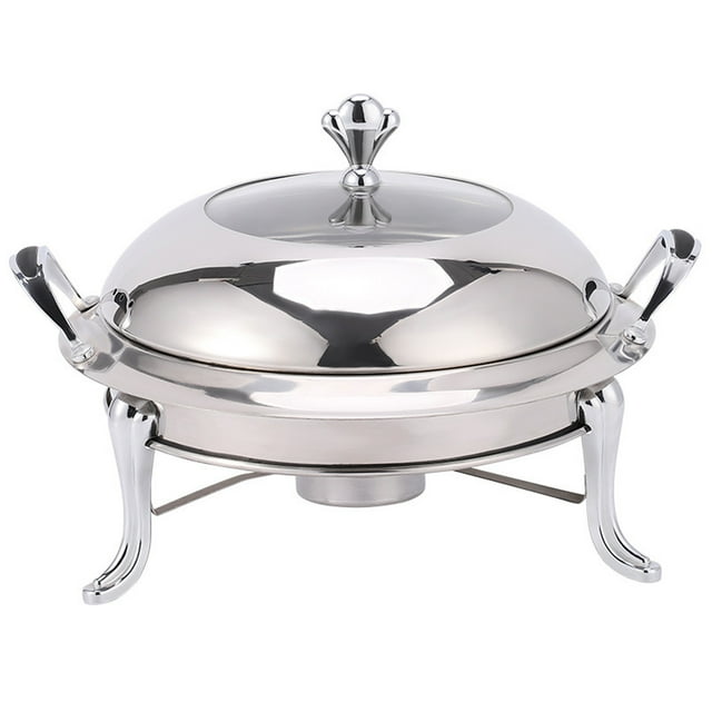 Plat Rond en Acier Inoxydable pour Buffet avec Couvercle et Porte-Carburant pour Événements de Restauration Cuisine Salle à Manger Fête