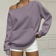 thumbnail image 2 of Women's Hoodless Sweatshirt Off The Shoulder Sweatshirt For Women Oversized Long Sleeve Fleece Basic Pullover Sweatshirts With Pockets, Women's Hoodless Sweatshirt XXXL, 2 of 6
