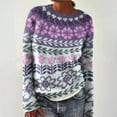 thumbnail image 2 of Sweaters For Women Women's Knitted Isle Print Retro Sweater Casual Loose Crewneck Long Sleeve Lightweight Cropped Pullover Tops Womens Sweaters, 2 of 4