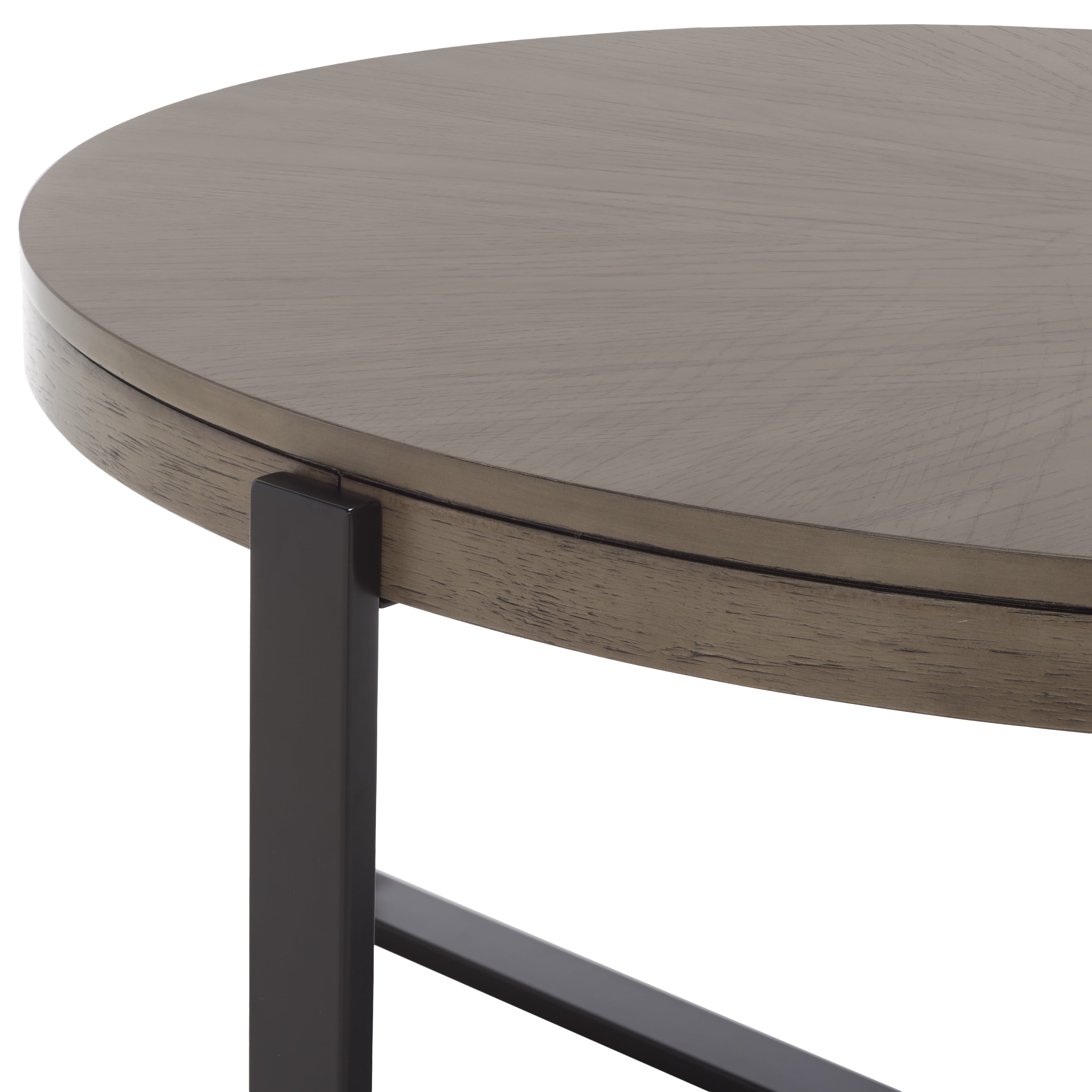 SAFAVIEH Navya Round Coffee Table, Light Grey Top/Black Legs