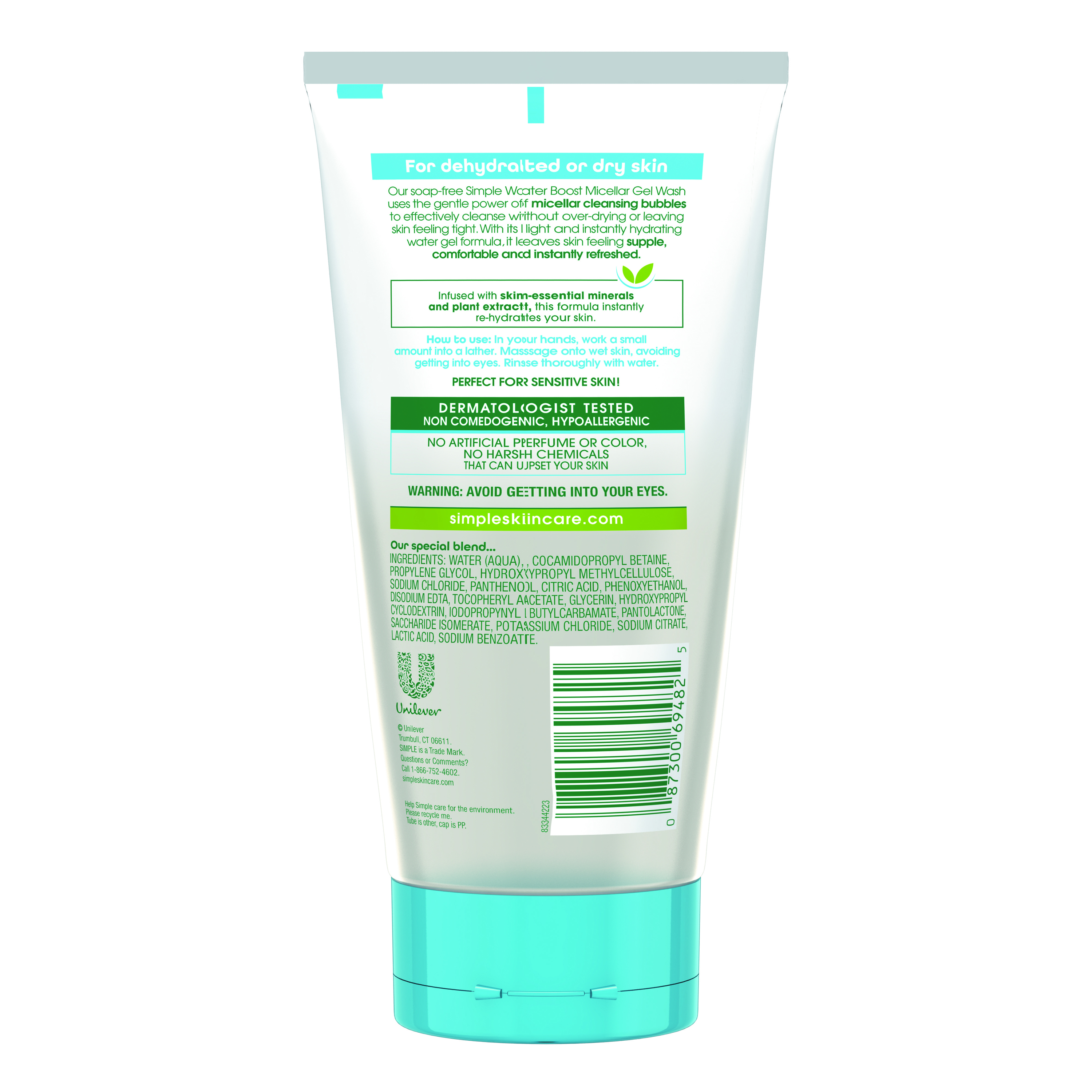 Simple Water Boost Sensitive Skin Micellar Facial Gel Wash, 5 oz - image 2 of 9