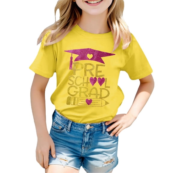 lnmuld Girls Kindergarten Graduation Shirt Preschool Graduate Tee Top for Toddler Kids Celebrating End of School Year Size:4-5 Years