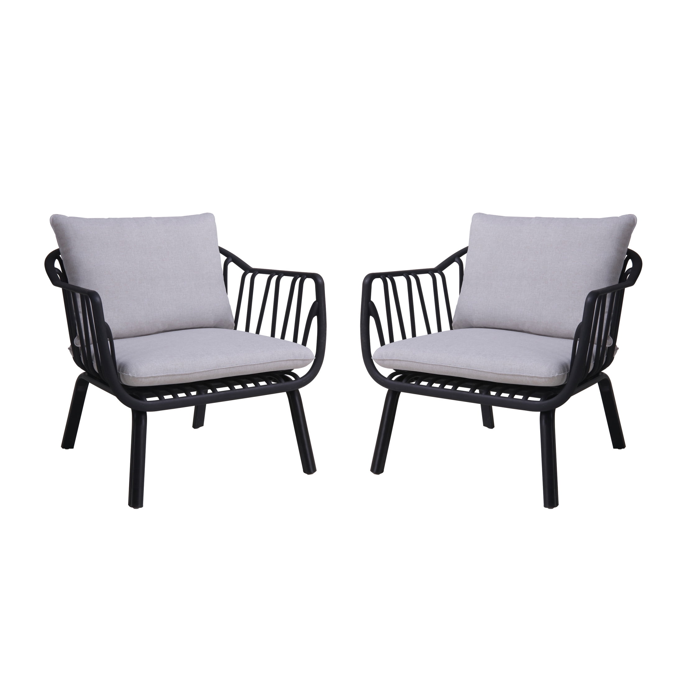 Modern Club Chairs, PP, Grey (Set of 2)