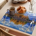 thumbnail image 3 of Blue Mountain Placemats Set of 4 Modern Art Yellow Forest Lake Place Mats Indoor Wipeable Table Mats Washable Cloth Dining Table Placemats for Kitchen Holiday Party Home Decor 13x19 Inch, 3 of 9