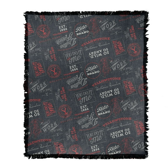 Yellowstone Blanket, 50x60 Yellowstone You Do It for Me Pattern Woven Tapestry Cotton Blend Fringed Throw Blanket