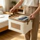 thumbnail image 1 of Foldable Storage Basket With Handle For Wardrobe Shelf Nursery Bedroom Living Room, 1 of 6