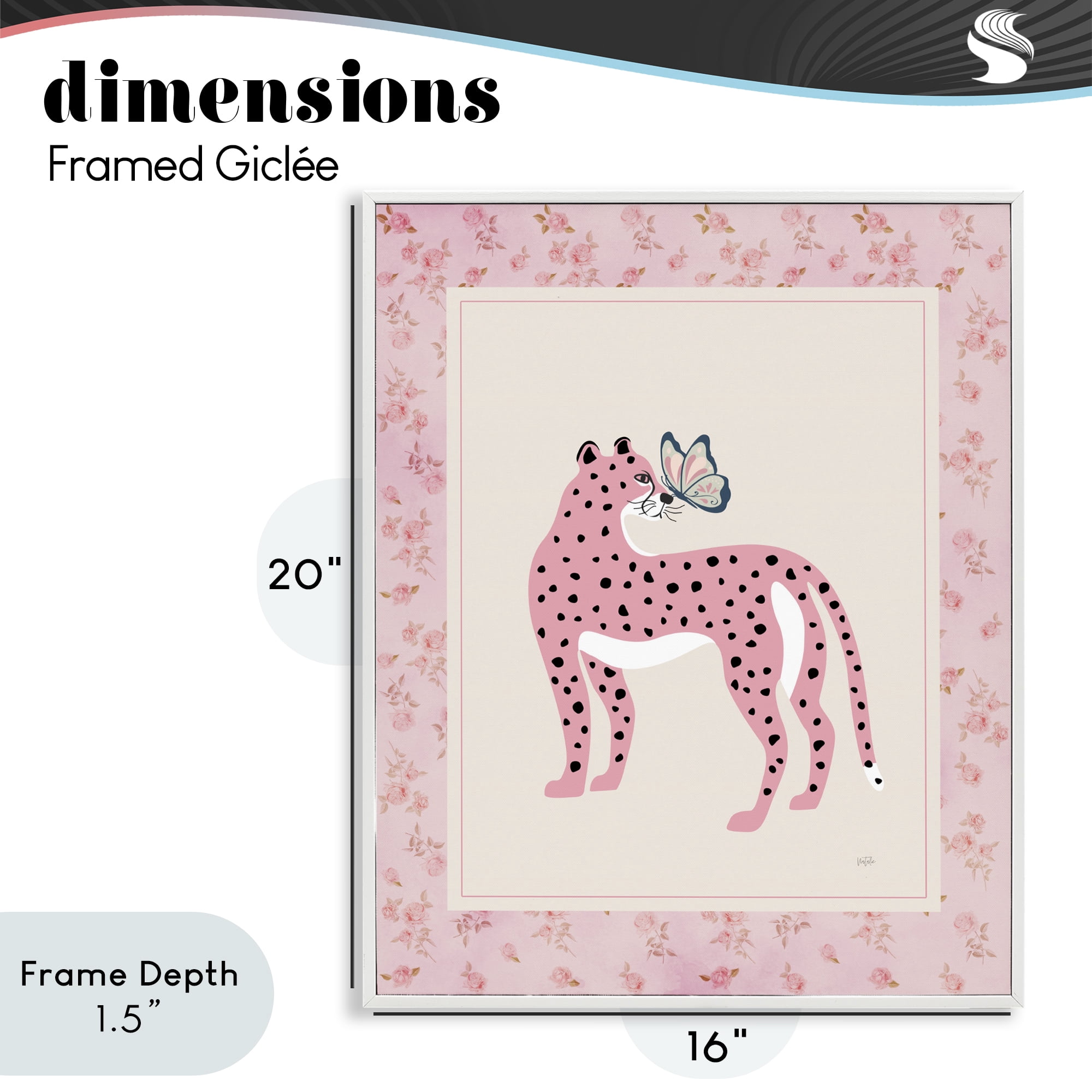Stupell Industries Cheetah & Butterfly Friendship White Framed Giclee Art, design by Natalie Carpentieri
