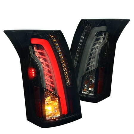 Bow Tie Tail Light Lens Spec-D Tuning For 2003-2007 Cadillac Cts Glossy Black Led Bar Tail Lights Brake Lamps Smoke Lens (Left+Right) 2003 2004 2005 2006 2007 ()