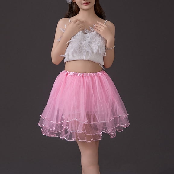 Women's High Waisted Mini Pleated Skirt Multi Layered Mesh Tulle Ruffle Hem Tutu Skirt Fluffy A-Line Short Skirt For Party Costume Daily Wear