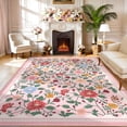 thumbnail image 3 of Ultra Soft Floral Area Rug – Washable, Non-Slip, Low Pile Carpet, mark Resistant & Non-Shedding, Modern Farmhouse Decor for Living Room, Bedroom, Nursery, Girls Room – Pink, 9x12ft (274x366cm), USA, 3 of 8