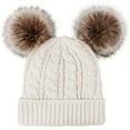 thumbnail image 3 of CNKOO Tuque pour Femmes Bonnet à Pompon Tuque Doublée en Molleton Tuque d'Hiver Gris, 3 of 7