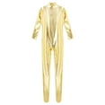 thumbnail image 5 of YONGHS Women's Shiny Holographic Unitard Zentai Jumpsuit Mock Neck Zipper Front Bodysuits Catsuits Gold XXL, 5 of 7