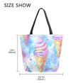 thumbnail image 5 of FORMRS Womens Canvas Tote Bag with Zipper Inner Pocket Shoulder Handbag, Watercolor Ice Cream Pattern, 5 of 7