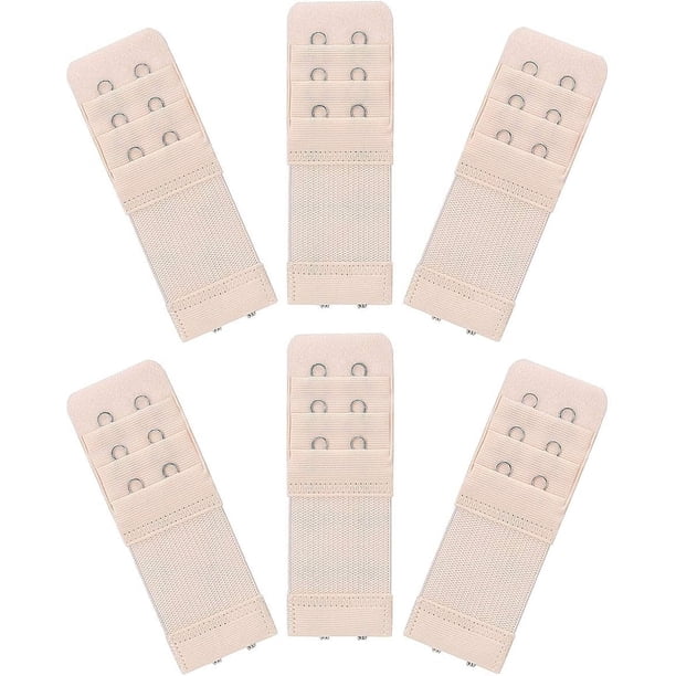 6 piezas de extensores de sujetador elásticos suaves y cómodos para mujer, correa de extensión de sujetador de 2 ganchos y 3 filas, banda de sujetador para dama