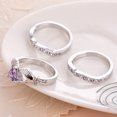 thumbnail image 5 of Three Piece Hearts And Arrows Zircon Ring Set Green Purple Red Blue Diamond Colors For Women Fashion Accessory, 5 of 6