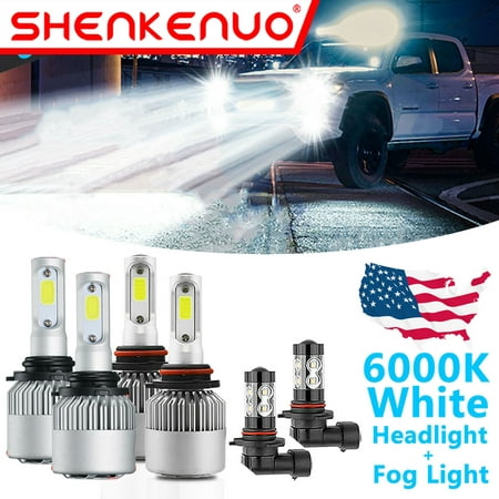SHENKENUO 9005 9006 9145 LED Headlight Fog Light Bulbs Combo For Chevy Silverado 1500 2500 HD 2003 2004 2005 2006 ,6000k White,Pack of 6,S2