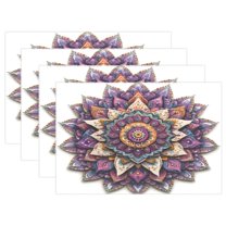 Ryvnso Placemats Set of 4 Ethnic Mandala Boho Dining Mats Heat-Resistant Non-Slip Washable Table Mat