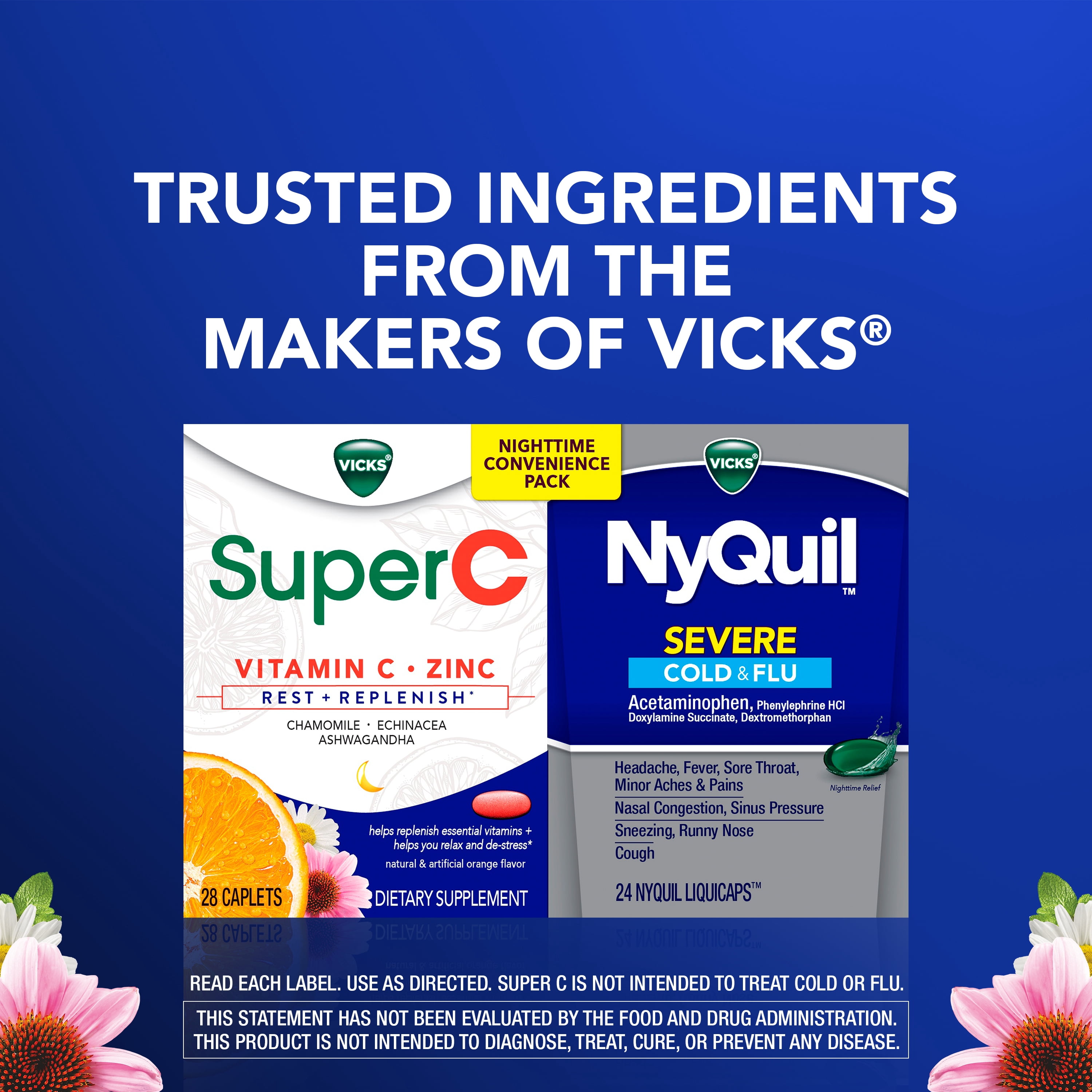 NyQuil Severe Medicine and Super C Rest and Replenish* Daily Supplement Convenience Pack, 26 Ct