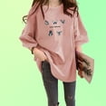 thumbnail image 2 of Camiseta de mujer estampada de manga corta con cuello redondo y suelta camiseta de verano, rosa, L Yuarrent AP001204-26B, 2 of 7