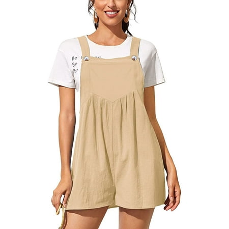 

DabuLiu Women s Summer Casual Short Overall Cotton Linen Romper Shortalls Jumpsuit Shorts