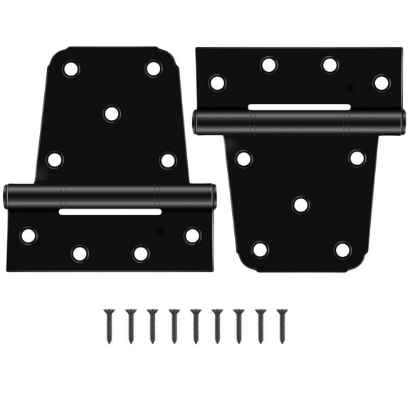 WellMade 3.5 inch Heavy Duty Gate Hinges, Black Iron Door Hinges with Screws，Durable Gate Strap Hinge for  Shed, Wooden Fences, Barn Door, 2 Pack