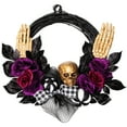 thumbnail image 3 of Northlight Skeleton with Glittered Roses Artificial Halloween Twig Wreath - 22" - Unlit, 3 of 11