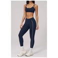 thumbnail image 3 of PISONIC Women Workout Sets Color Block Twist Back Layered Sports Bra Twist Waist Leggings Gym Yoga Outfits, 3 of 6