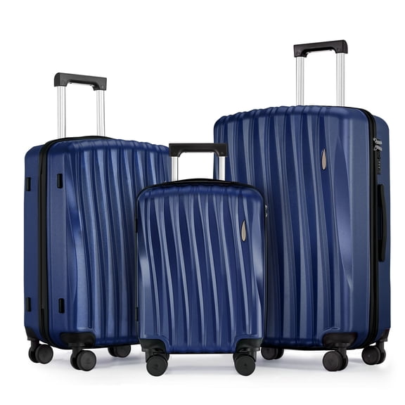 Gowill 3 Piece Hardside Luggage Set 27/23/19 inch Hardshell Lightweight Spinner Wheels Carry-on and Checked Suitcase.Navy Blue