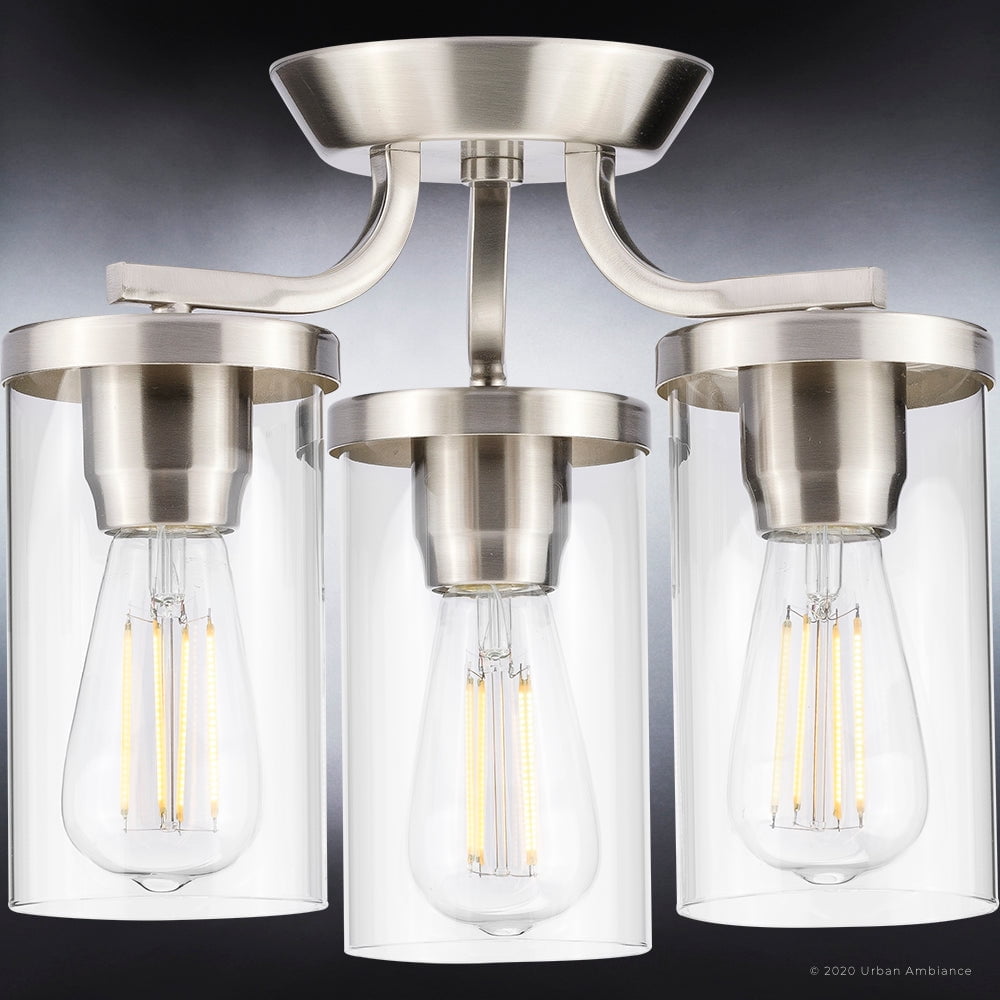 Luxury Contemporary Ceiling Light, 10.5H x 13W, with Modern Style, Brushed Nickel, UHP4366 by Urban Ambiance