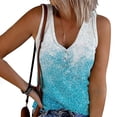 thumbnail image 2 of HAPIMO Women's Loose Knit Tank Tops Clearance Floral Gradient Print Retro Camisole Sleeveless U Neck Button Leisure Comfy Relaxed Beach Blouses Summer Fashion Blue S, 2 of 5