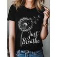 thumbnail image 2 of Just Breathe Women's T-Shirt, Short Sleeve Tee Shirts Casual Tops Farm Dandelio Crewneck T Shirt for Women, 2 of 8