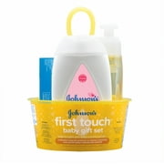 JOHNSON'S First Touch Gift Set, Baby Bath, Skin & Hair Essentials For New Parents 5 Item (Pack of 4)