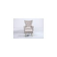 thumbnail image 5 of Velvet Accent Chair with Ottoman - Modern Tufted Wingback Chair, Beige Upholstery, Armrest & Cushion, 5 of 8