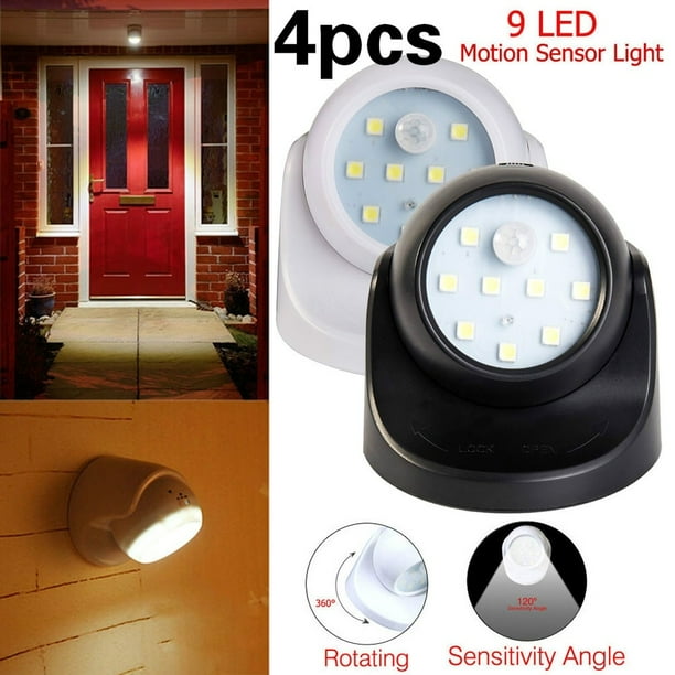 1/2/3/4pcs 360° Battery Operated Indoor Outdoor Garden Motion Sensor