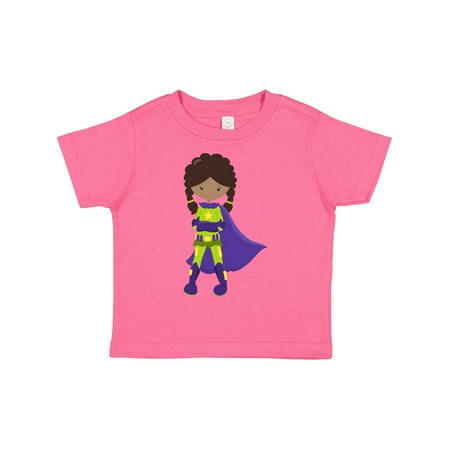 

Inktastic African American Girl Superhero Girl Purple Cape Gift Toddler Toddler Girl T-Shirt