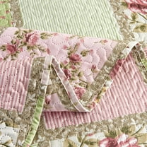 JML 3-piece Printed Reversible Bedding Quilt Set Pink Patchwork Queen Patchwork