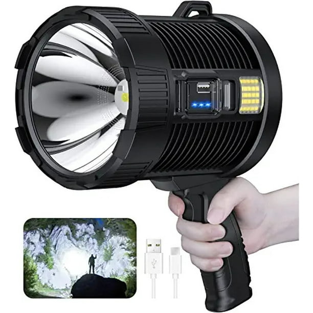 Rechargeable Spotlight 10000 Lumens LED Spotlight Handheld Large Torch