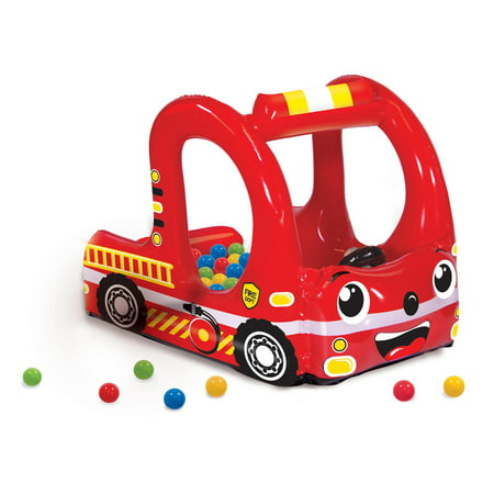 Banzai Rescue Fire Truck Play Center Inflatable Ball Pit -Includes 20 Balls