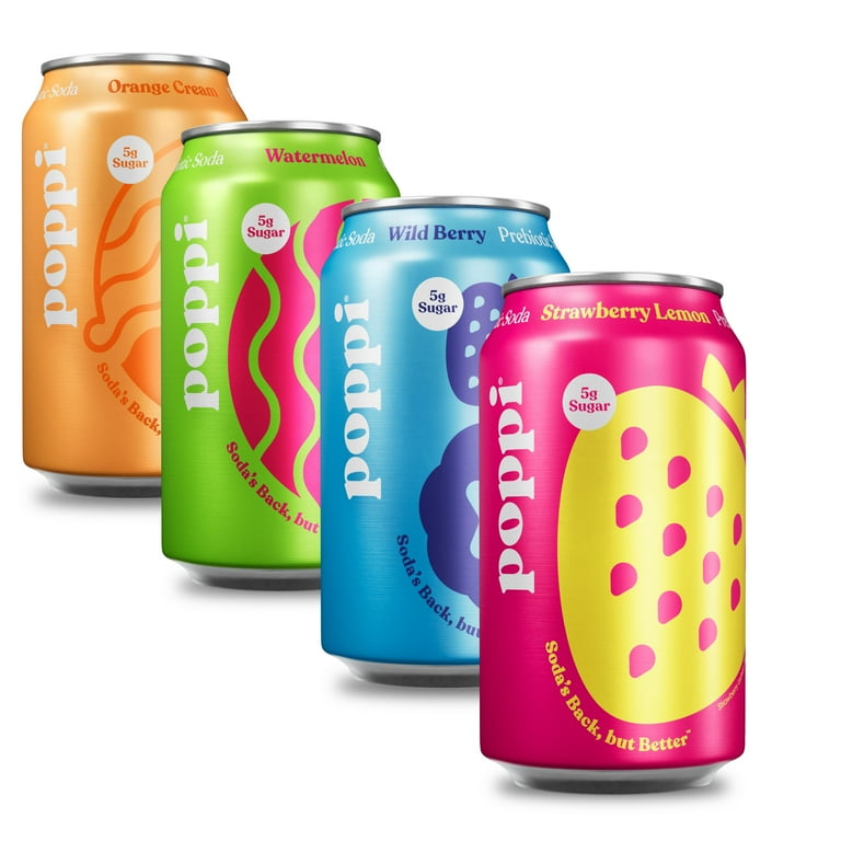 poppi Juicy Refresh Prebiotic Soda Variety Pack, 12 fl oz, 8 Pack