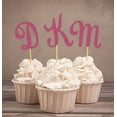thumbnail image 1 of Darling Souvenir Custom Initials Wedding Cupcake Toppers Personalized Party Dessert Decorations - Pack Of 20, 1 of 3