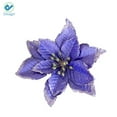 thumbnail image 5 of Deago 12pcs 5.91" Artificial Flower Glitter Poinsettia Flowers For Christmas Tree Ornament Home Wedding Party Floral Décor (Blue), 5 of 5