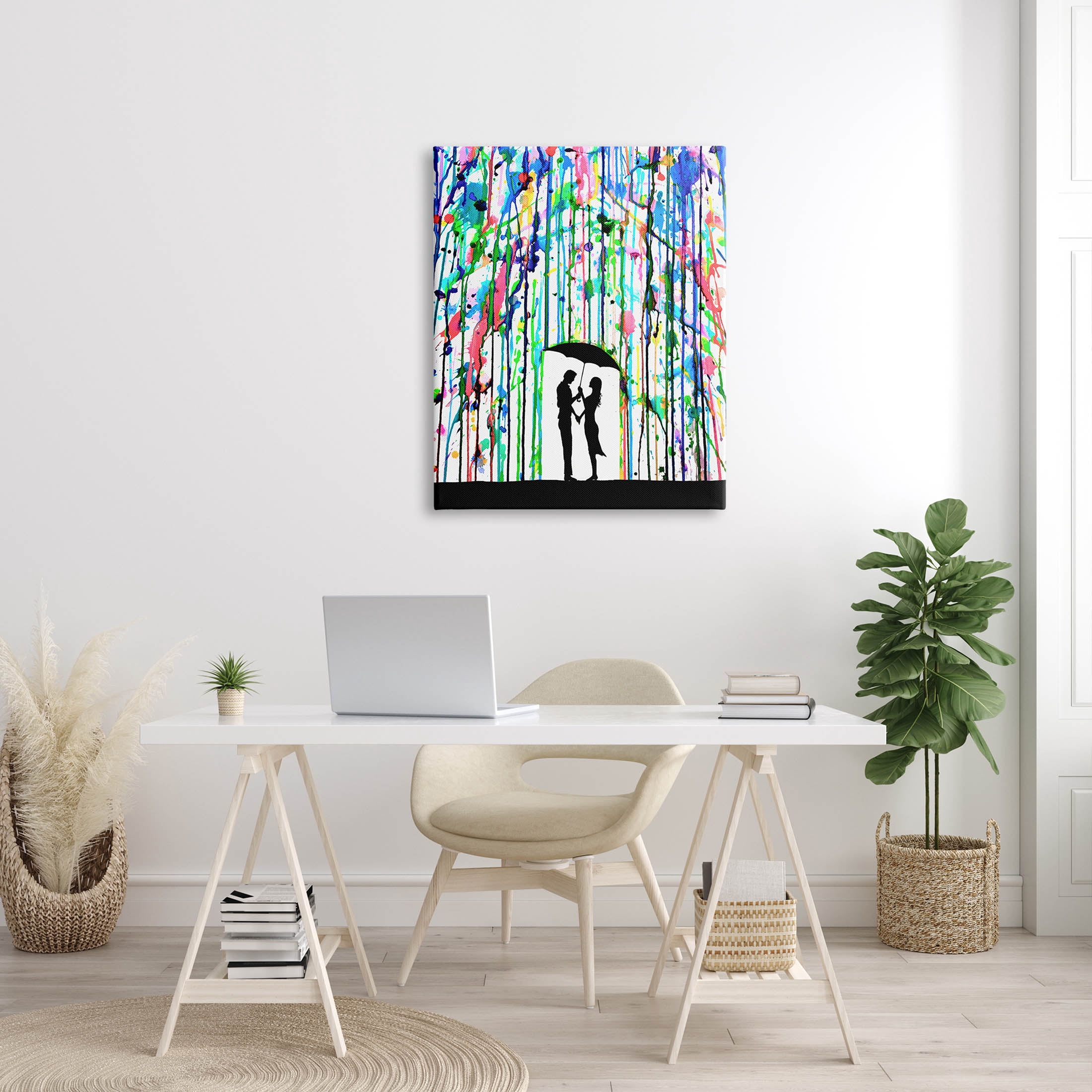 Vivid Couple Urban Drip Rainfall Abstract Graphic Art Gallery Wrapped Canvas Print Wall Art